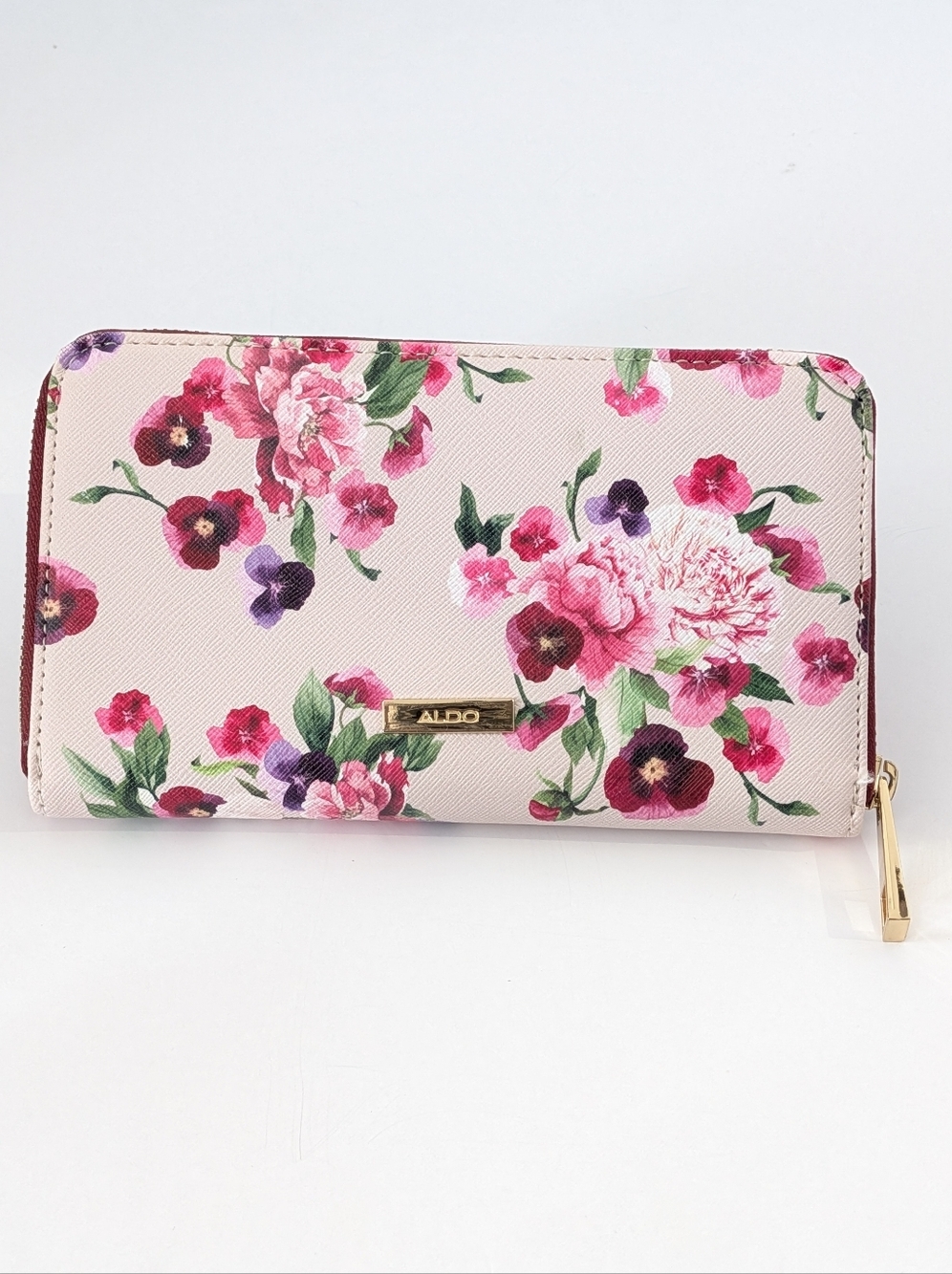 ALDO Floral Zip Around Wallet – Pink Multi Print Clutch